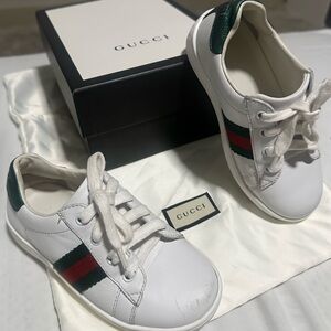Gucci White Leather Toddler Low-Top